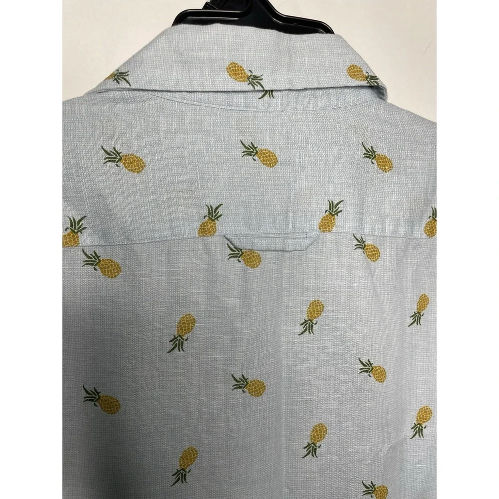 Banana Republic Mens size large Pineapple Print Linen Cotton Slim Fit Summer